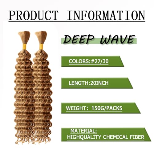 MOCCWOM Deep Wave Braiding Hair - 20 Inch Synthetic Bulk Hair Extensions