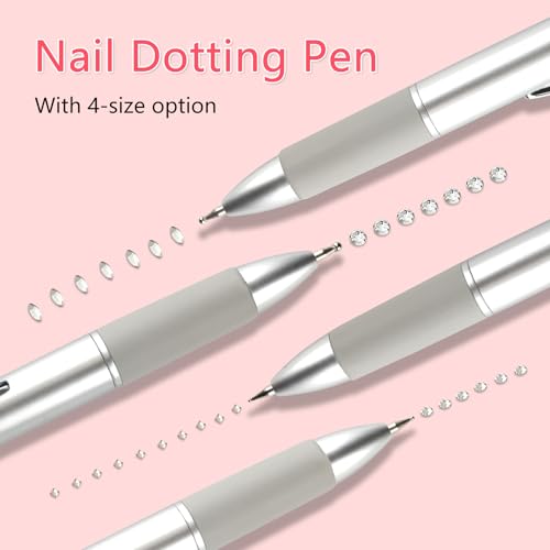 ANGNYA 4-in-1 Nail Dotting Tool with Silicone Tip – 0.8-2.0mm