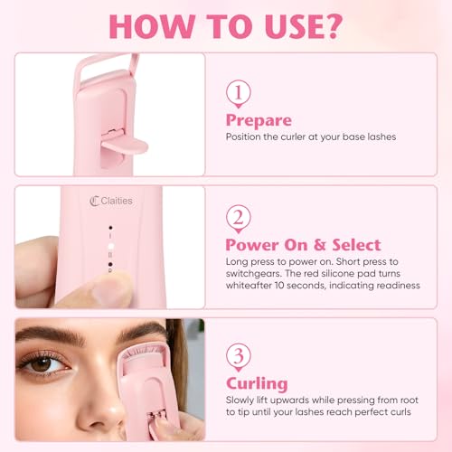 Rose Gold Heated Eyelash Curler - Type-C Rechargeable Mini Curling Tool