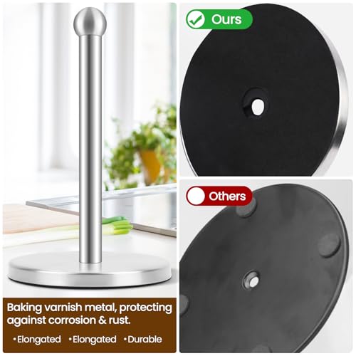 Stainless Steel Paper Towel Holder with Weighted Base - Silver