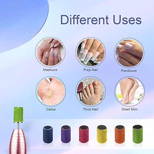 Nail Drill Sanding Bands Set 300pcs Rainbow Colors Coarse to Fine Grit for Acrylic Nails