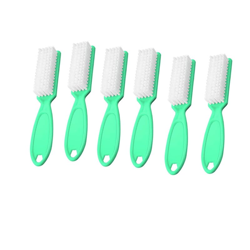 6Pcs Handle Grip Nail Brush Set - Manicure & Pedicure Cleaning Tools | White Fingernail & Toenail Brushes