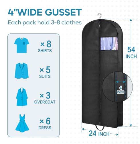 54" Gusseted Garment Bag for Travel - Hanging Clothes Storage
