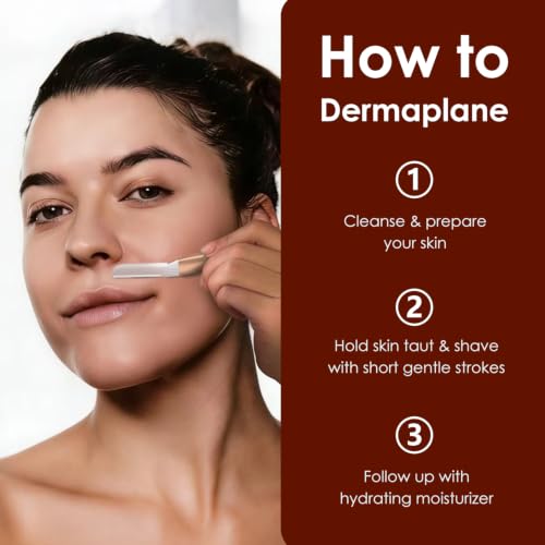 THURLADY Rose Gold Dermaplane Razor for Women Face with 1 Handle & 10 Refills