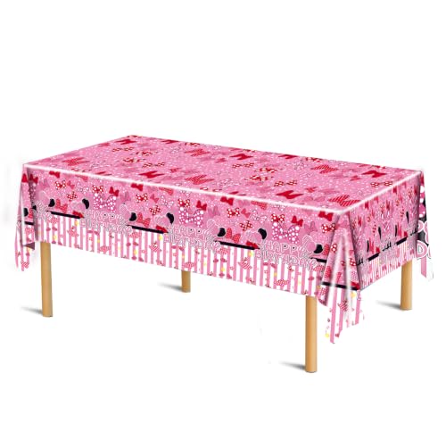 3 Pack Pink Mouse Birthday Tablecloths for Kids' Parties