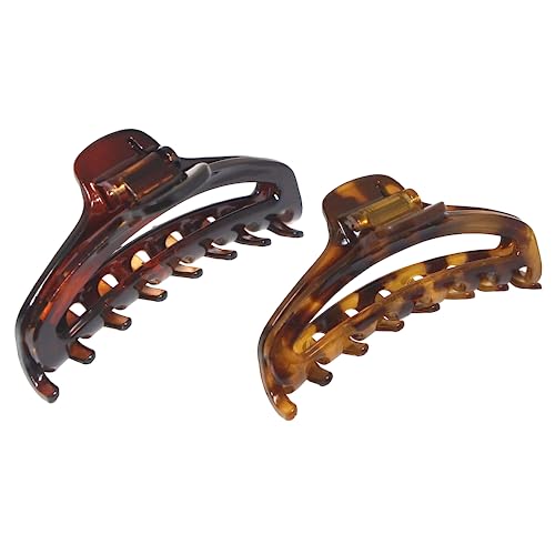Parcelona French Tortoise Shell Hair Claw Clips Set of 2 - 2.75"