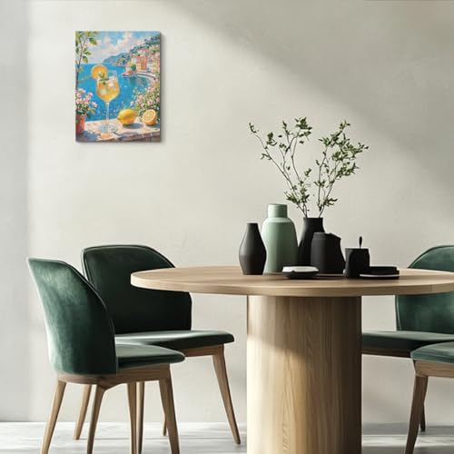 Italian Lemon Canvas Wall Art | Framed Coastal Landscape Decor