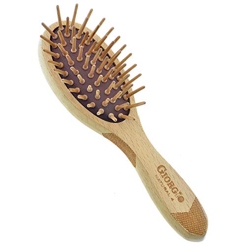 Giorgio Eco-Friendly Wooden Bristle Hairbrush GIO4 - Small Detangling Brush for Thick Hair