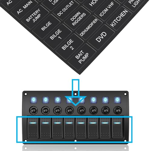 96-Piece Marine Switch Label Stickers for Dash Panels