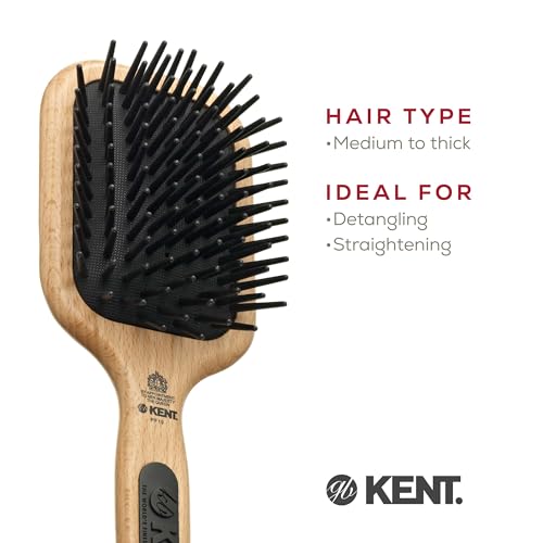Kent PF19 Beechwood Paddle Brush - Scalp Massager & Detangler