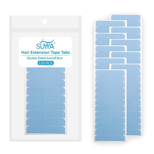 SUYYA Double-Sided Hair Extension Tape Tabs - 120 Pieces (4cm x 0.8cm)