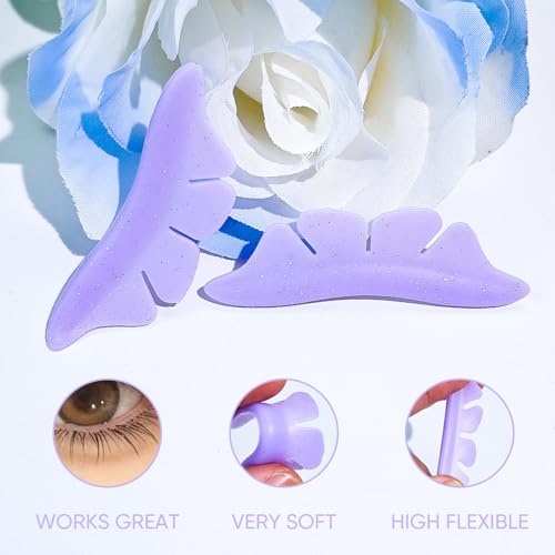 PERMANIA Purple Silicone Under Eye Pads & Lash Lift Rods, Reusable Eyelash Curler Tools