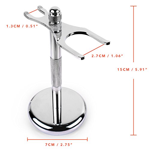QSHAVE Deluxe Silver Chrome Razor & Brush Stand Holder - Anti-Slip, Fits Most Tools