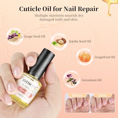 JODSONE 3Pcs Gel Nail Polish Remover Kit with Cuticle Oil & Latex Tape - No Soaking