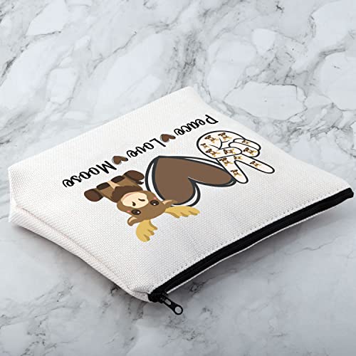 Peace Love Moose Cosmetic Bag - Funny Moose Gift for Makeup Lovers