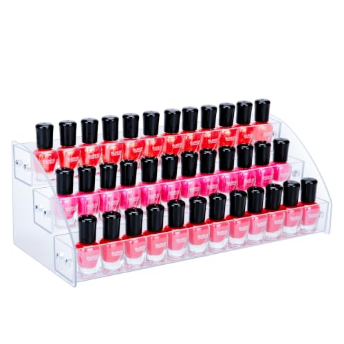 KINGROW 3-Tier Nail Polish Organizer - Clear Acrylic Desktop Rack