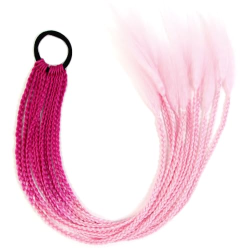 CISINPO 24-Inch 2-Pack Braided Ponytail Hair Extensions - Rose Red & Light Pink