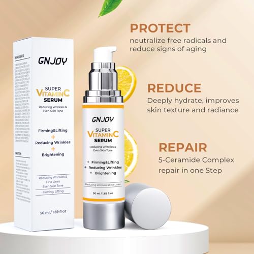 Vitamin C Serum with Hyaluronic Acid & Caffeine for Mature Skin - Brightening & Anti-Aging