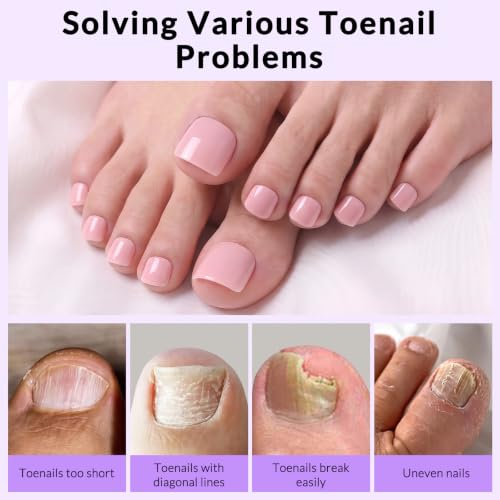 AddFavor Baby Pink Press-On Toenails Kit with 240 Fake Nails & Accessories