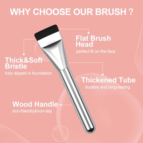 Beautyfactor Flat Foundation Brush with Sponge - Flawless Makeup Tool