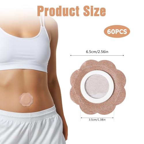 Flower-Shaped Castor Oil Navel Patches - Self-Adhesive, Waterproof Belly Button Care (60 Pcs)