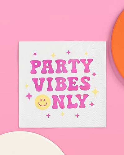 Party Vibes Only Napkins - 3-Ply Cocktail Napkins, 24 Pack