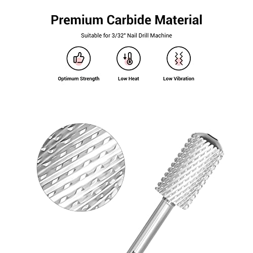MelodySusie Coarse Silver Nail Drill Bits 3/32'' Large Round Top Carbide for Manicure & Pedicure
