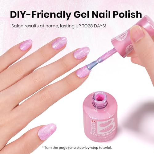 Beetles Nebula Pink Glow Gel Nail Polish 15ml - Iridescent Thread Effect