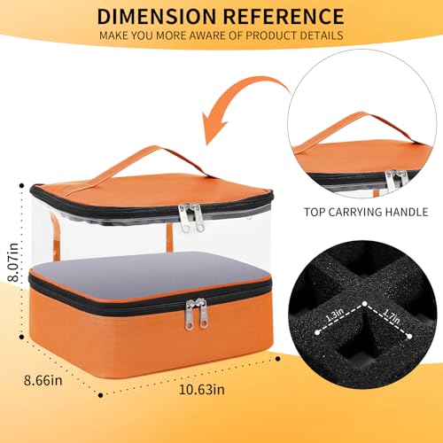 Beloving Orange Nail Polish Organizer Bag - Double Layer, Holds 30 Bottles & Nail Dryer