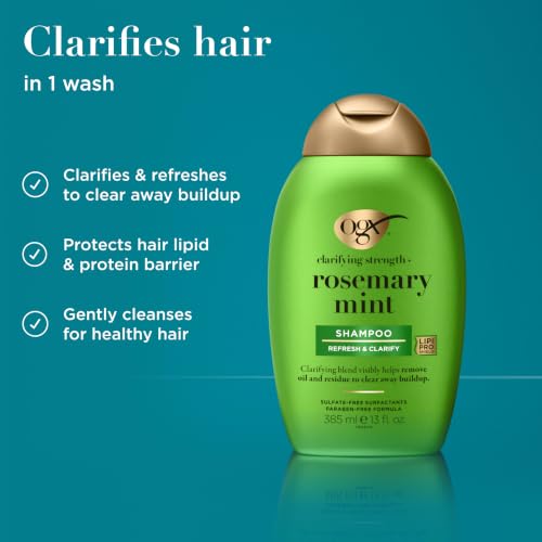OGX Clarifying Strength + Rosemary Mint Shampoo 13 fl oz | Oil & Residue Removal