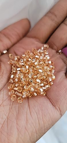 Peach Silver Lined Loc Sprinkle Beads - 4mm Hair Jewelry for Dreadlocks