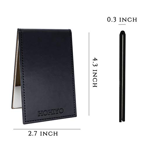 Black Compact Mirror - Unbreakable Stainless Steel Travel Mirror with Leather Case