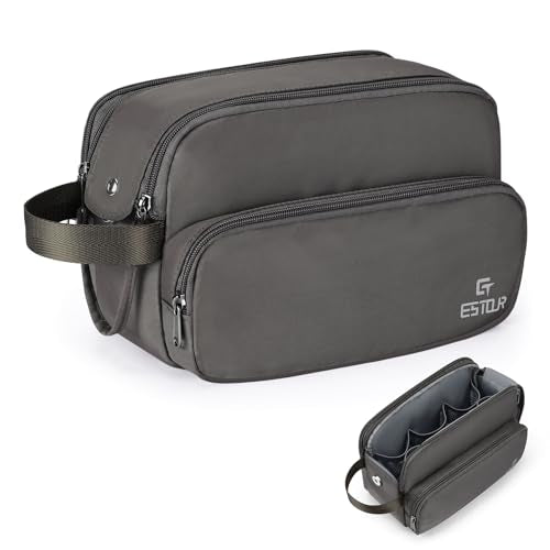 Estour Men's Water-Resistant Travel Toiletry Bag - Mystery Gray, Compact Organizer