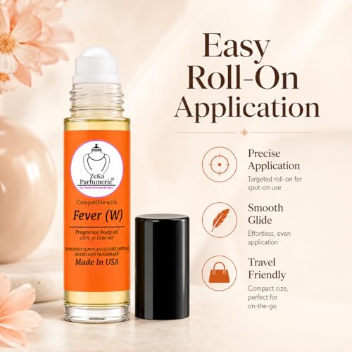 ZEKA PARFUMERIE Travel Size Fragrance Body Oil for Women – Fever Inspired Roll-On 1/3 oz