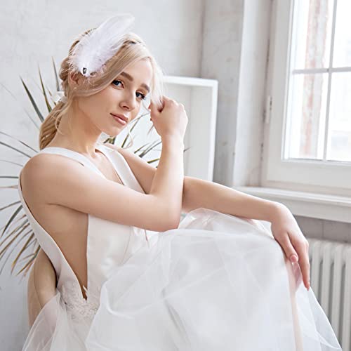 ANCIRS 4 Pack White Feather Hair Clips Barrettes for Women & Girls - Elegant Hair Accessories