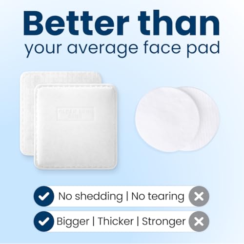 Clean Skin Club Clean©÷ Pads 2.0 [NEW & Improved Edges] Guaranteed Not to Shed & Tear Face Pads, Unique Triple Layers, Textured & Ultra Soft Side, Organic Disposable Cotton, Pair with Makeup Remover