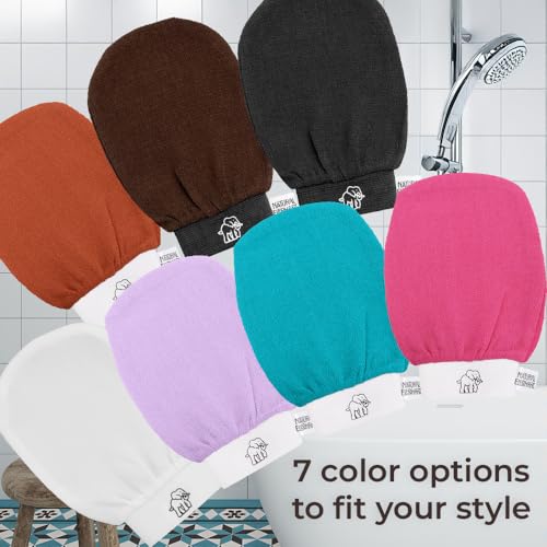 Natural Elephant Moroccan Kessa Exfoliating Body Scrub Mitts - 5 Pack