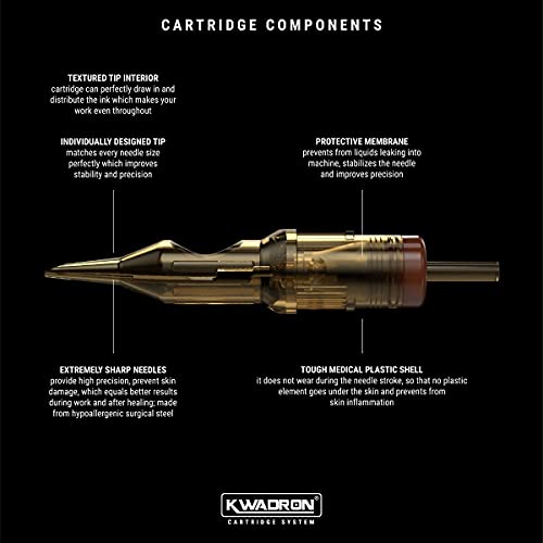 Kwadron Tattoo Needle Cartridge, Box of 20, Tight Liners Long Taper - 3 Tight Liner Long Taper - 30/3RLLT