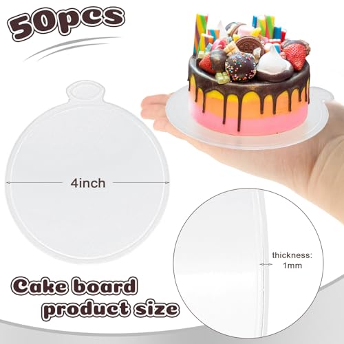 4-Inch Round Cake Boards - 50 Pack White Disposable Dessert Plates