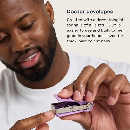 EDJY Blue Fingernail Cutter - Ergonomic Stainless Steel Nail Clipper
