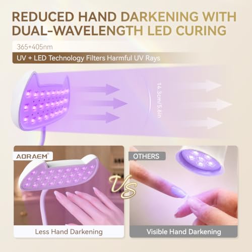 AORAEM White UV Nail Lamp with 5 Timer Modes, 48W Gel Curing Light