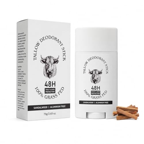 Tallow Deodorant Stick with Sandalwood – Aluminum-Free, All-Body Odor Protection