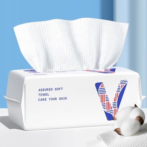 Vuacepe Biodegradable Disposable Face Towels - 100 Count Cotton