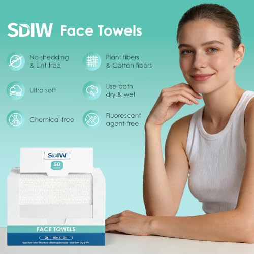 Ultra Soft Disposable Face Towels XL - 10"x12" for Sensitive Skin