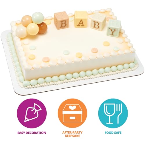 DecoSet Timeless Baby Blocks Cake Topper for 1st Birthday & Baby Showers