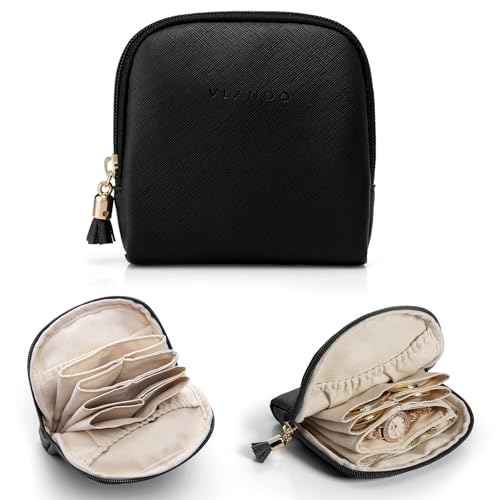 VLANDO Travel Jewelry Case - Compact Velvet Organizer with Zipper