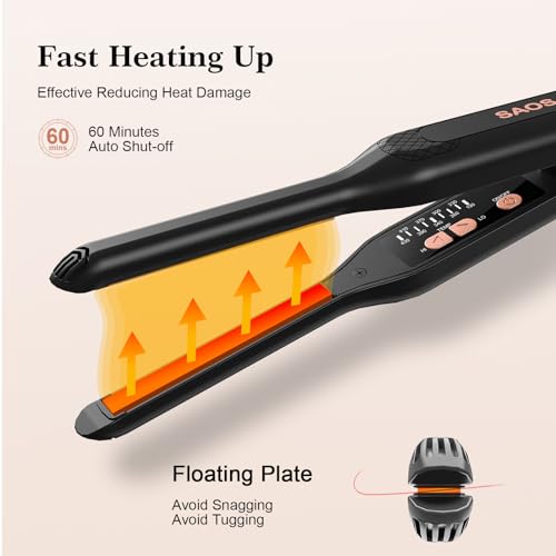 SAOSA Mini Pencil Flat Iron for Short Hair - Rose Gold Hair Straightener & Curler with 9 Temp Settings
