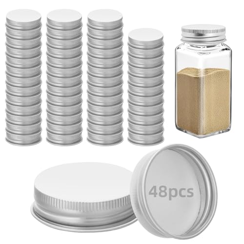 48 Pack Silver Iron Jar Lids for 4oz & 6oz Spice Jars