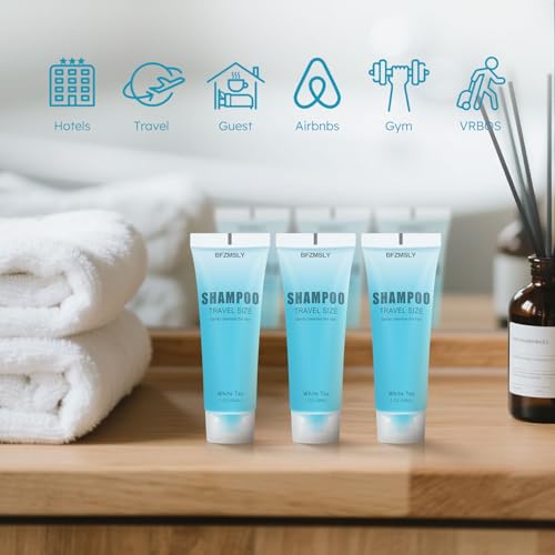 30 Pack Travel Size Shampoo, 1 oz White Tea Scent for Guests & Hospitality