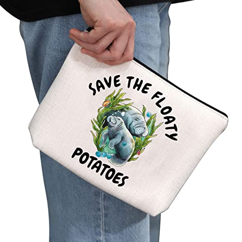 Save The Floaty Potatoes Manatee Makeup Bag - G2TUP Travel Pouch